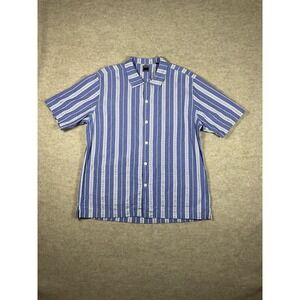 Todd Snyder Shirt Mens XXL Blue Striped Short Sleeve Button Down-2 Pockets